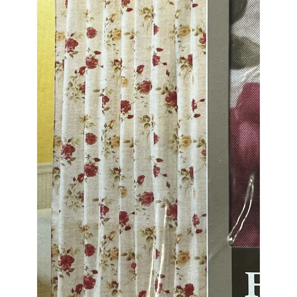 VTG Home Trends Fabric Shower Curtain Antique Rose Pattern Machine Washable NEW